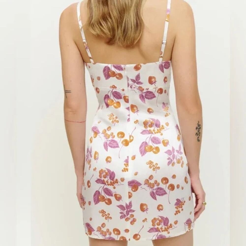 Reformation Jasmin Parfait Cherry 100% Silk Slip Mini Dress Size 0 - Picture 2 of 14